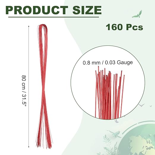 PATIKIL 32 Inch 22 Gauge Floral Stem Wire, 4 Pack/160 Pieces Bouquet Stem Paper - Image 2