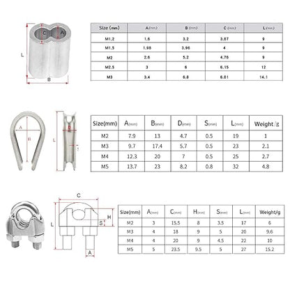 1/8 Inch Stainless Steel Wire Rope Kit, 7x7 Strands, 165 ft Length, - Image 3