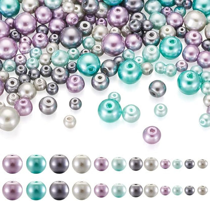 About 1840Pcs 4/6/8mm Glass Pearl Beads Pearlized Beads Multi Colors Round by EEEELECRELIVE