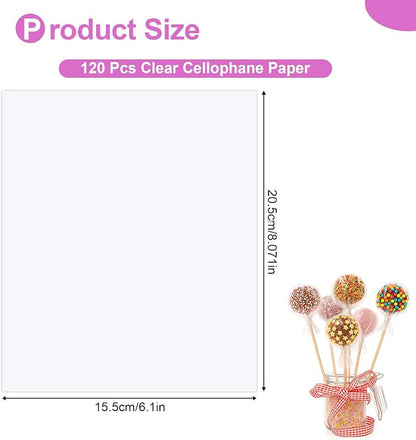 PEASUG 120 PCS Clear Cellophane Wrap, Cellophane Sheets, 6x8 Inches Cello Sheets - Image 2