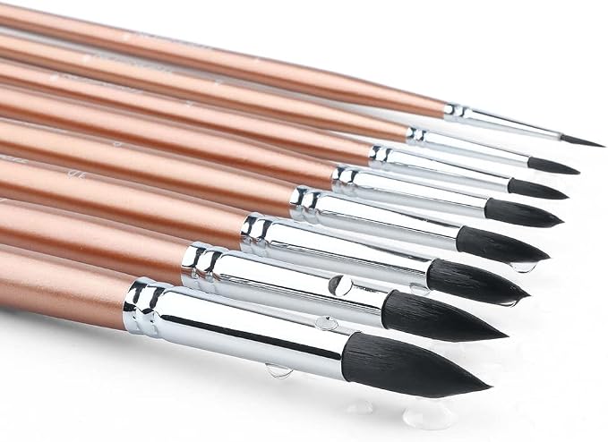 Transon 8pcs Round Watercolor Paint Brush Set Goat Hair - Image 2