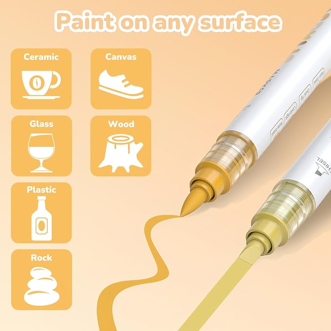 Guangna 12 Skin Tone Dual Tip Acrylic Paint Markers, Brush Tip & Chisel Tip - Image 6