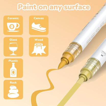 Guangna 12 Skin Tone Dual Tip Acrylic Paint Markers, Brush Tip & Chisel Tip - Image 6