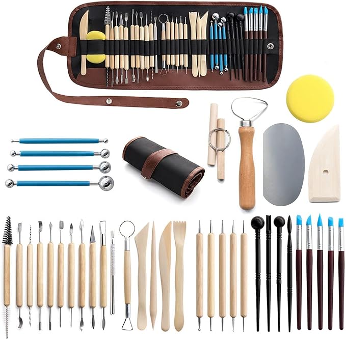 Clay Tools 40PCS Pottery Tools Clay Sculpting Tools Polymer Clay Tools Kit by WALTERT+W