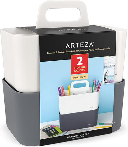ARTEZA Storage Caddy Pack of 2, 5-Compartment Plastic Caddy Organizer by ARTEZA