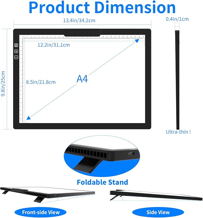 HIUKCOLED Rechargeable A4 Light Pad, Battery Powered Light Board - Image 4