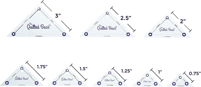 The Quilted Bear Right Angle Triangle Quilting Templates – 8 Clear Non-Slip - Image 2