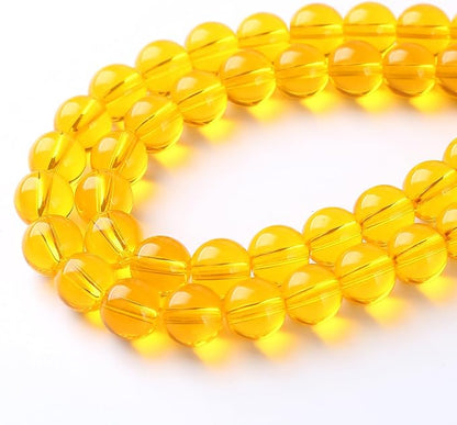 46pcs 8mm Smooth Yellow Crystal Glass Beads Citrine Round Loose Beads - Image 3