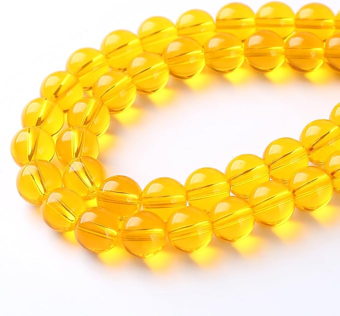 38pcs 10mm Smooth Yellow Crystal Glass Beads Citrine Round Loose Beads - Image 3