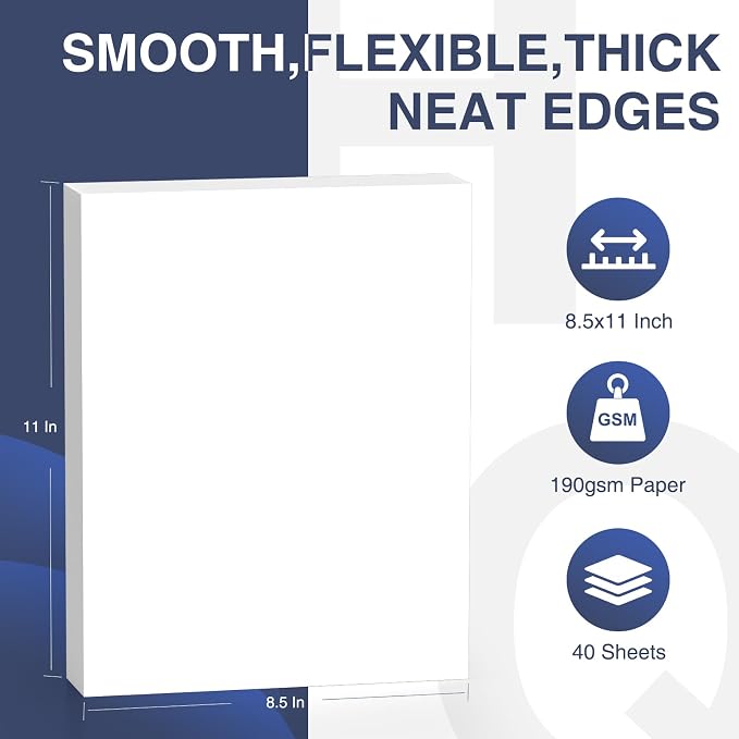 Cardstock 8.5 x 11 Inch 40 Sheets 190 gsm Heavyweight Card Stock Paper White - Image 2