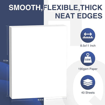 Cardstock 8.5 x 11 Inch 40 Sheets 190 gsm Heavyweight Card Stock Paper White - Image 2