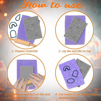 4PCS Halloween Polymer Clay Texture Sheets Set - Image 3