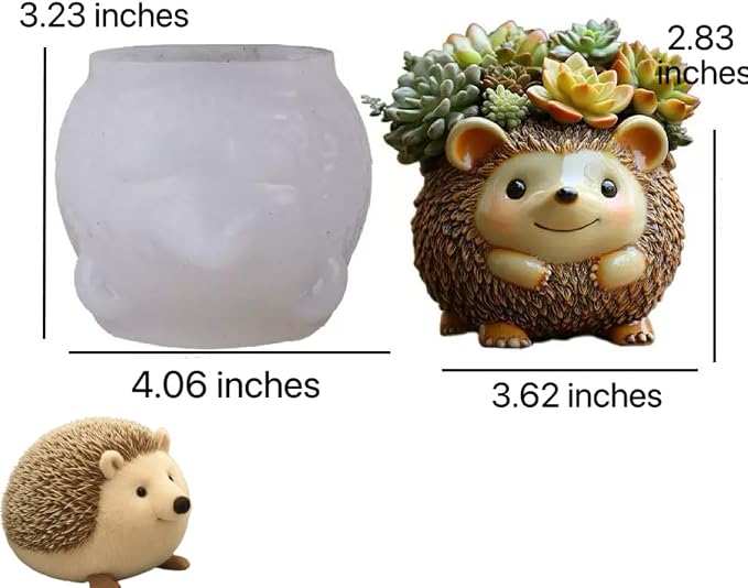 Animal Resin Molds Silicone 3D Cute Hedgehog Epoxy Resin Plaster Candle Holder - Image 2