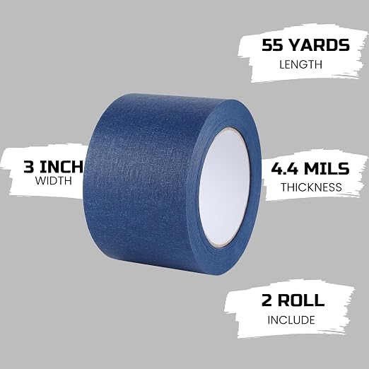 Lichamp Wide Masking Tape 3 inches, 2 Packs Blue Painters Tape Blue Masking - Image 2