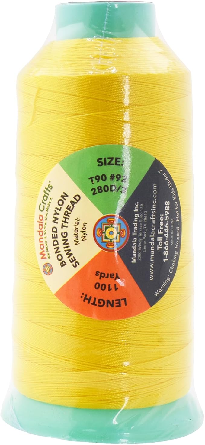 Mandala Crafts Bonded Nylon Thread Yellow Heavy Duty Sewing Threads - Image 3