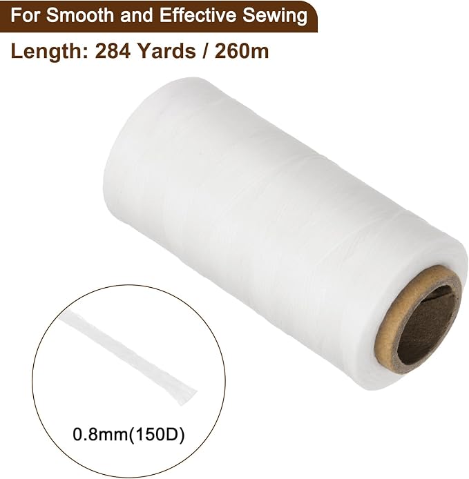 uxcell Leather Sewing Waxed Thread, 284 Yards / 260m 0.8mm 150D Flat Polyester - Image 2