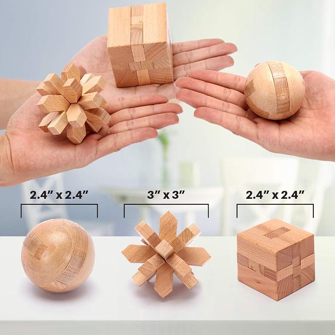 LESONG Brain Teasers Metal and Wooden Puzzles - Image 4