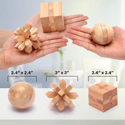 LESONG Brain Teasers Metal and Wooden Puzzles - Image 4