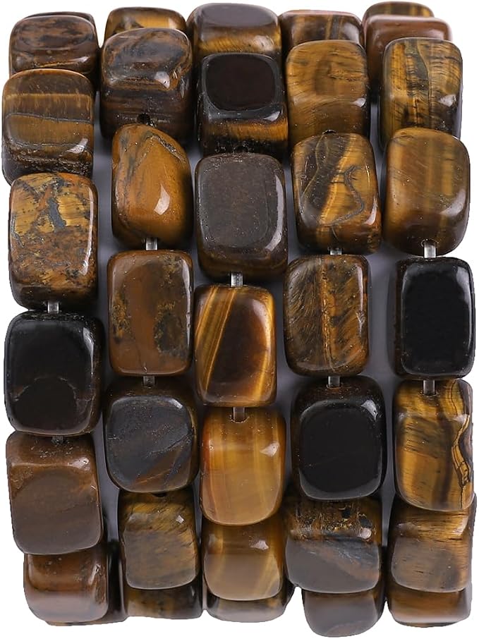 Natural Yellow Tiger Eye Cuboid Stone Loose Semi Gemstone Beads by Beadia