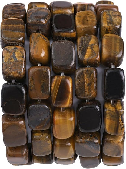 Natural Yellow Tiger Eye Cuboid Stone Loose Semi Gemstone Beads by Beadia