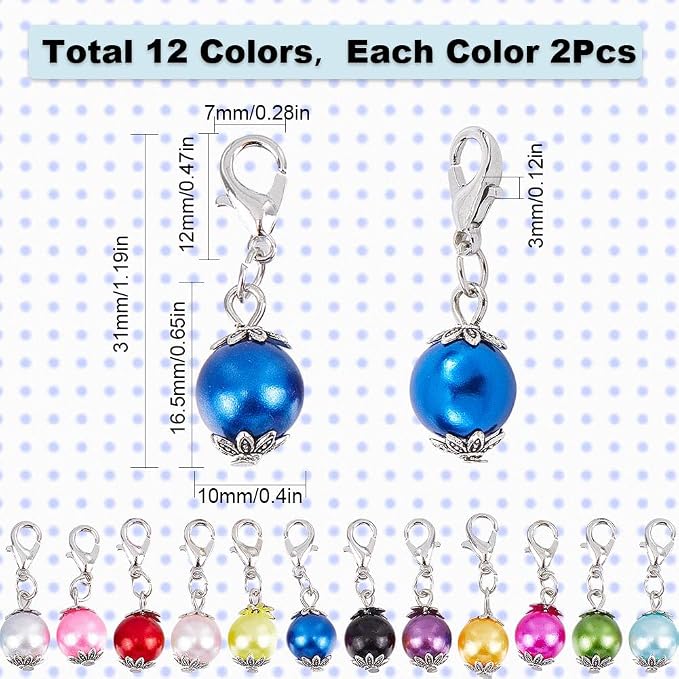SUNNYCLUE 1 Box 24Pcs Crochet Stitch Markers Knitting Markers Pearl Knitting - Image 2
