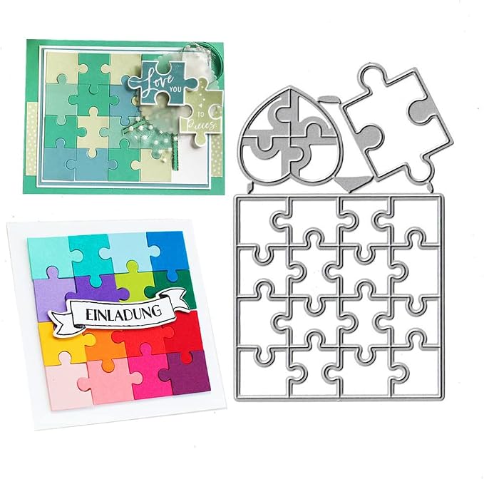 Square Jigsaw Puzzle Cutting Dies, Love Heart Jigsaw Puzzle Die Cuts Metal by AHTOLS