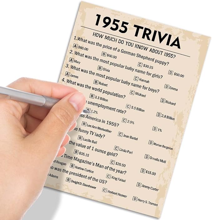 QUPT 70th Birthday Party Games, 1955 Trivia Games, Birthday Party Supplies - Image 4