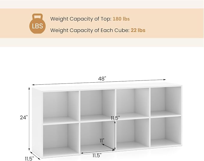 Giantex 8-Cube Bookcase, 3-Tier Cubby Bookshelf, Horizontal Vertical Display - Image 3