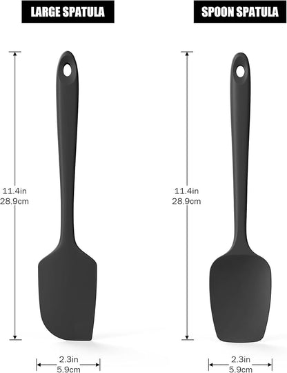 2-Piece Silicone Scraper & Spoon Spatulas: Doosu 600°F Heat Resistant Food - Image 2