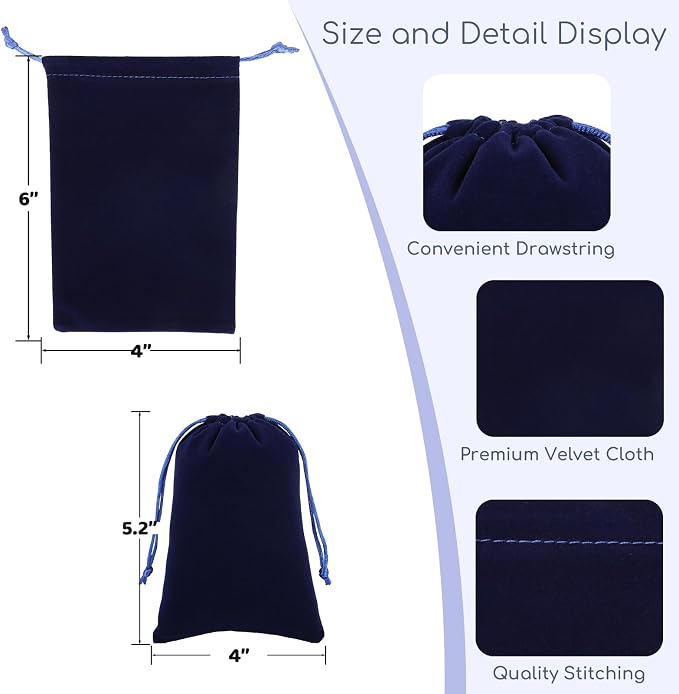 Velvet Drawstring Jewelry Bag, 4x6 Tarot Card Holder - Image 2