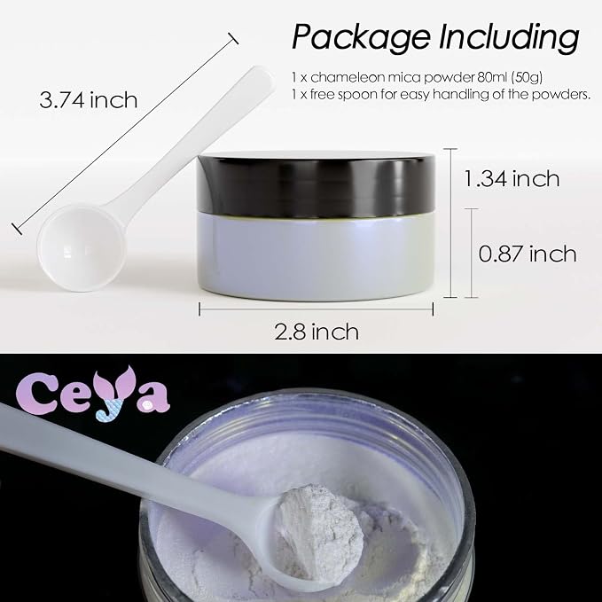 Ceya Interference Mica Powder, 1.8oz/ 50g Ghost Green Chrome Nail Powder - Image 4