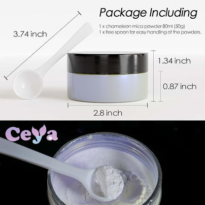Ceya Interference Mica Powder, 1.8oz/ 50g Ghost Green Chrome Nail Powder - Image 4