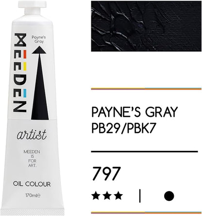 MEEDEN Artist Grade Oil Paint: Payne's Gray - 170ml/5.7oz Tube - Professional - Image 2