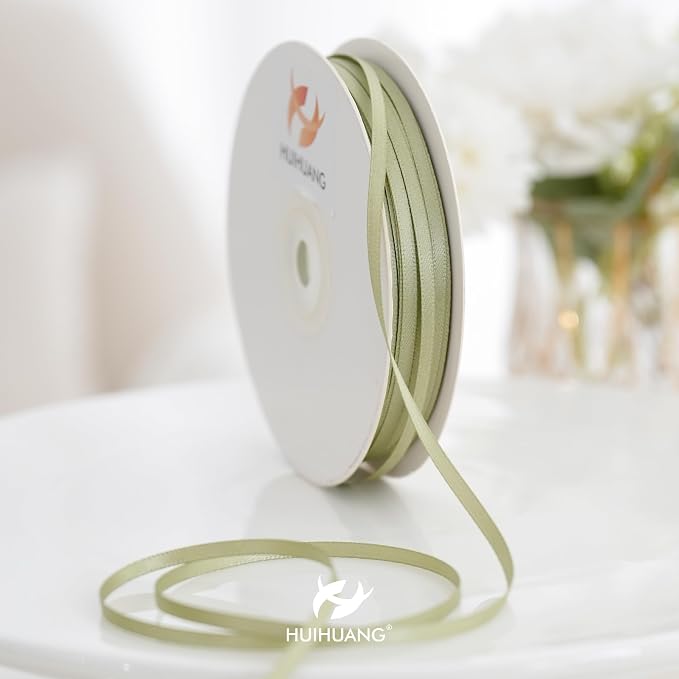 HUIHUANG Solid Color Satin Ribbon 1/8 inch x 100 Yards Roll Ribbon Double Faced - Image 5