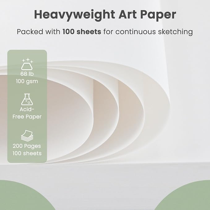 Sketch Pad 9x12 Inch, 1 Pack-100 Sheets Spiral Drawing Paper - Image 3