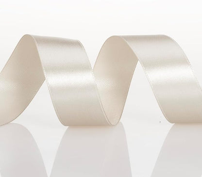 1 Inch Linen Beige Solid Satin Ribbon, 50 Yards Craft Fabric Ribbon - Image 2