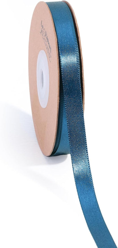 LaRibbons Navy Satin Ribbon 3/8 Inch 50 Yards Thin Luxury Double Faced Blue by LaRibbons