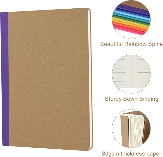 ZCZN 8 Pack Colorful Lined Notebooks Bulk, A5 Journals - Image 2