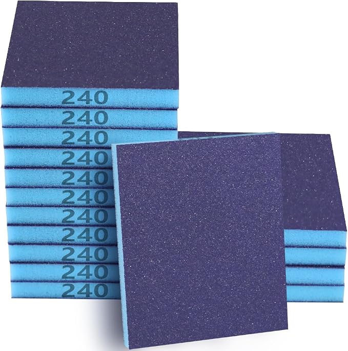 16 Pack 240 Grits Sanding Sponge Fine Sanding Block, Washable and Reusable Wet by Necosthua