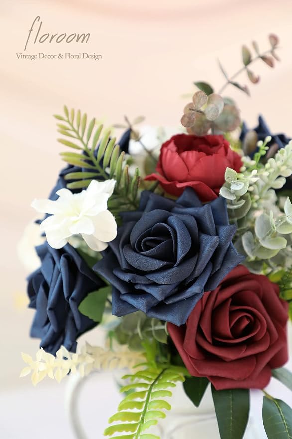 Floroom Artificial Flowers 16pcs 3.5" Real Looking Navy Blue Foam Fake Hybrid - Image 3