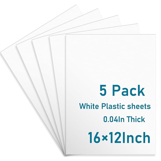 5 Pack White Plastic Sheets 12x16x0.04 in Flexible High Tensile Plastic Sheets by Polvtor