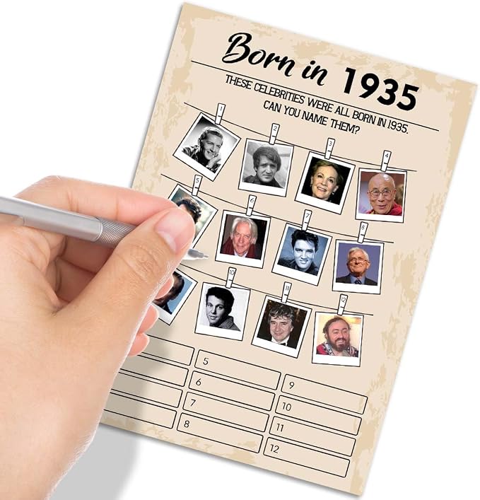 QUPT 1930s-themed Birthday Party Game Cards, 5x7 Inches, No Batteries Required - Image 4