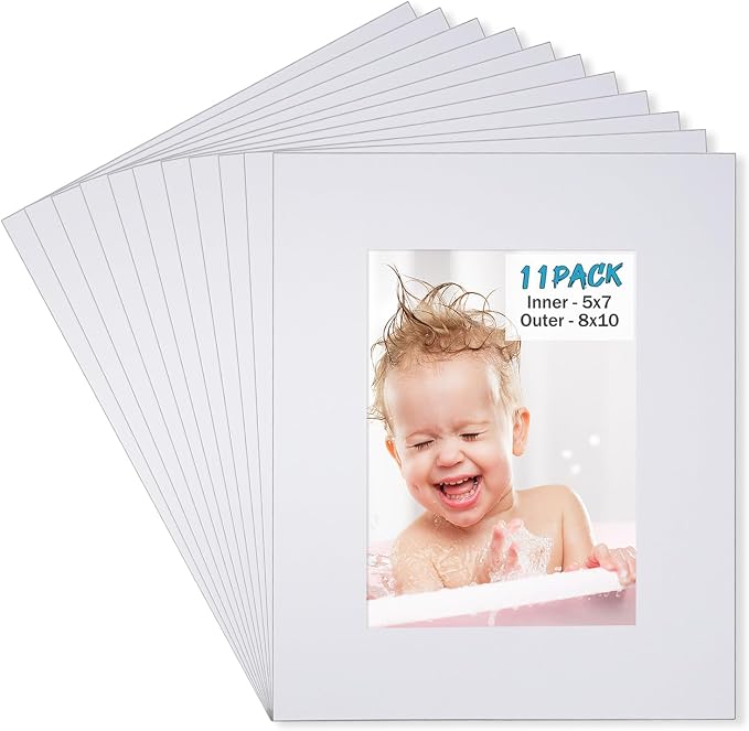 Egofine 8x10 White Picture Mats Pack of 11, Frame Mattes by Egofine