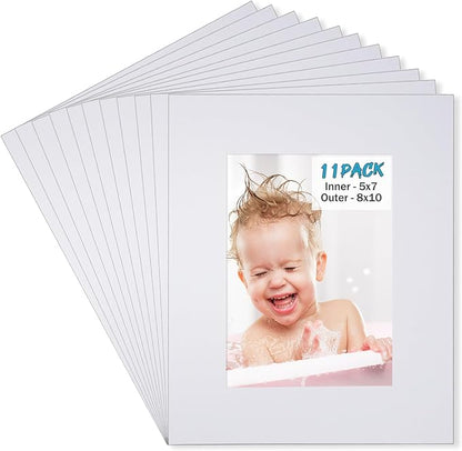 Egofine 8x10 White Picture Mats Pack of 11, Frame Mattes by Egofine