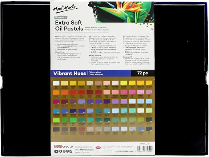 Mont Marte Extra Soft Oil Pastels 72pc, Vibrant and Buttery, Versatile Art - Image 7