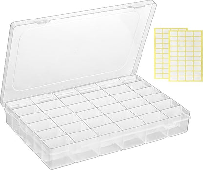 Plastic Organizer Container Box, 36 Large Grids Clear Plastic Bead Organizer by MERATIA