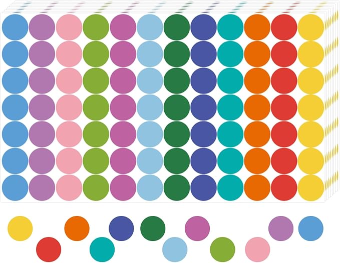 REGELETO 4200 PCS 0.75 Inch 12 Colors Round Colored Dot Stickers by REGELETO