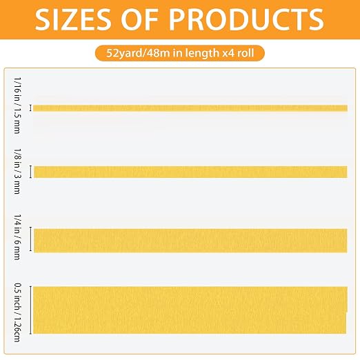 QDiShi 4 Rolls Fine Line Tape, Fineline Masking Tape in 1/16, 1/4 and 1/2 Inch - Image 2
