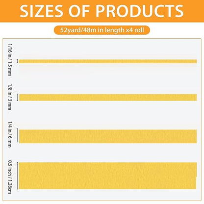QDiShi 4 Rolls Fine Line Tape, Fineline Masking Tape in 1/16, 1/4 and 1/2 Inch - Image 2