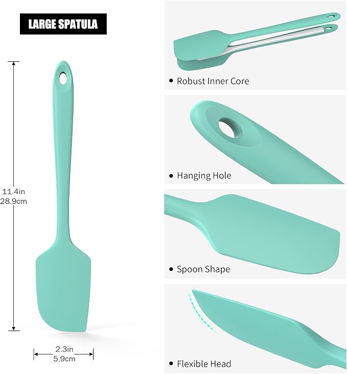 600°F Heat Resistant Silicone Spatula, Doosu High Temp Flexible Kitchen Rubber - Image 2